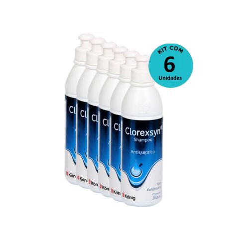 Kit Shampoo Antisséptico Clorexsyn König 200ml C/ 6 unidades
