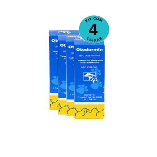 Kit Otodermin Bravet 20ml C/ 4 unidades Kit Otodermin Bravet 20ml C/ 4 unidades