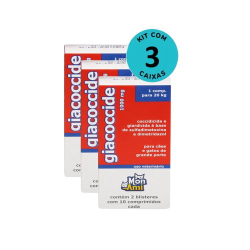 Kit Giacoccide Mon Ami 1000mg c/ 20 Comprimidos C/ 3 unidades