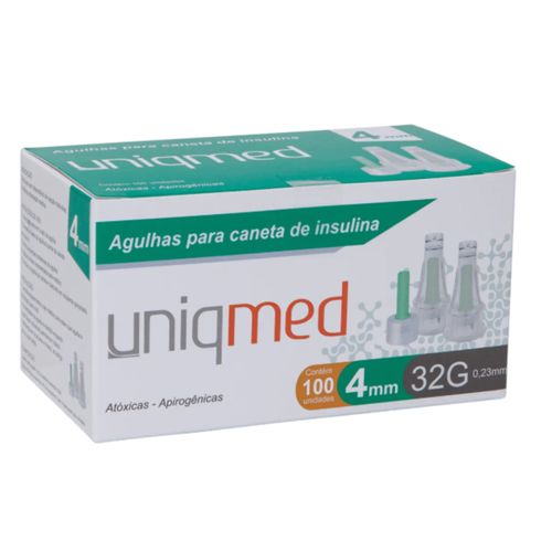 Agulha para Caneta de Insulina 4mmX32G (caixa com 100 unidades) - Uniqmed Agulha para Caneta de Insulina 4mmX32G (caixa com 100 unidades) - Uniqmed
