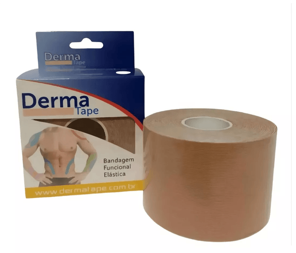 Bandagem Funcional Elástica Adesiva Kinésio 5 m X 5 cm Dermatape - Bioland Preta