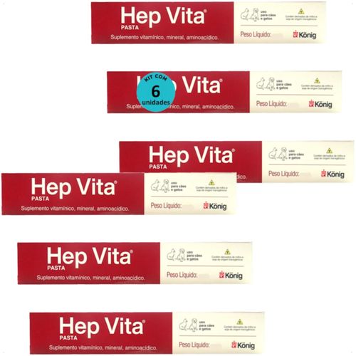 SUPLEMENTO ALIMENTAR PARA CÃES E GATOS HEP VITA 15G KONIG KIT COM 6