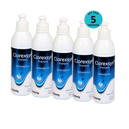 Kit Shampoo Antisséptico Clorexsyn König 200ml C/ 5 unidades