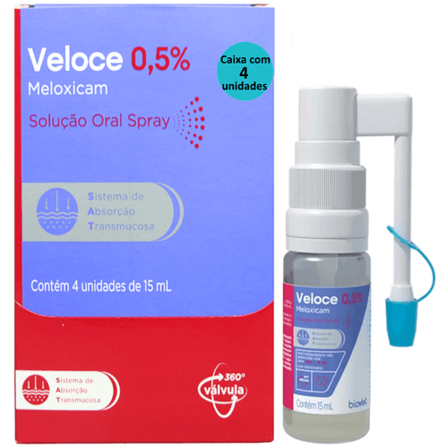 Veloce 0,5% Solução Oral Spray 15ml Para Cães Biovet Caixa com 4 un