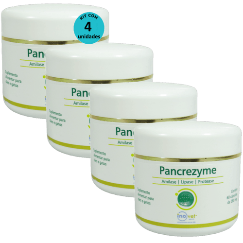 Pancrezyme 60 Cápsulas 280mg Para Cães e Gatos Inovet Kit Com 4 Pancrezyme 60 Cápsulas 280mg Para Cães e Gatos Inovet Kit Com 4