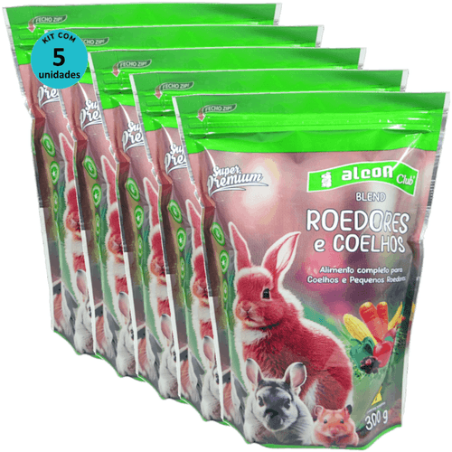 Alcon Club Blend Roedores e Coelhos 300g Super Premium Kit Com 5