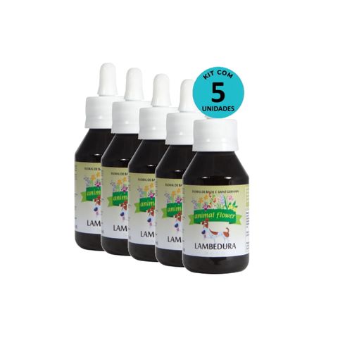 Kit Floral Lambedura 100ml gotas Animal Flower -com 5 unidades Kit Floral Lambedura 100ml gotas Animal Flower -com 5 unidades