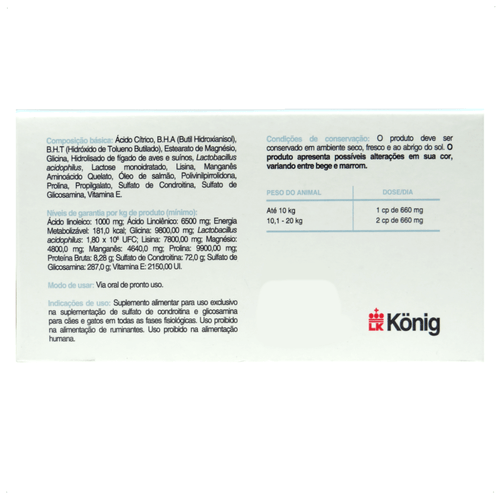 OSTEOSYN 660MG VITAMINAS CÃES E GATOS 60 COMPRIMIDOS KONIG KIT COM 10 ...