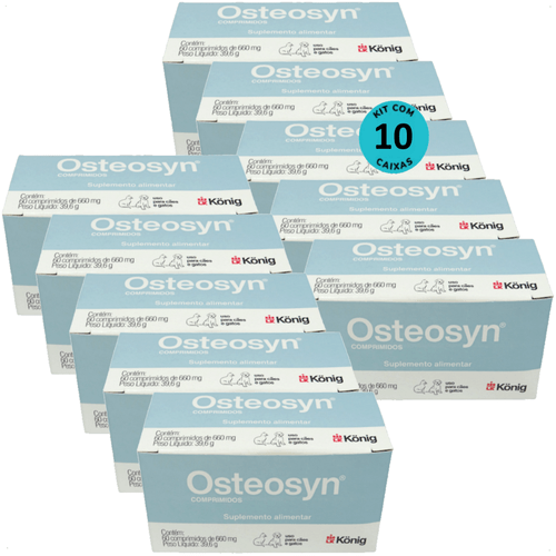 OSTEOSYN 660MG VITAMINAS CÃES E GATOS 60 COMPRIMIDOS KONIG KIT COM 10 OSTEOSYN 660MG VITAMINAS CÃES E GATOS 60 COMPRIMIDOS KONIG KIT COM 10