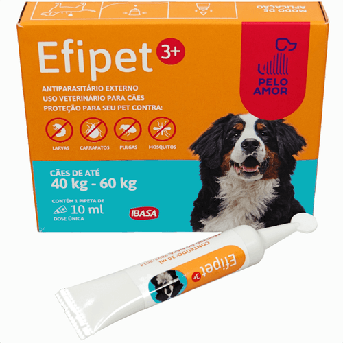 EFIPET 3+ 10ML ANTIPULGA E CARRAPATO PARA CÃES 40KG A 60KG IBASA EFIPET 3+ 10ML ANTIPULGA E CARRAPATO PARA CÃES 40KG A 60KG IBASA