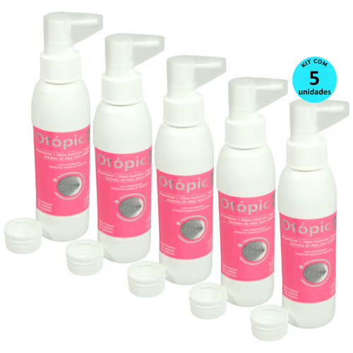 Limpador Auditivo Pet Otópic AG 120ml Inovet Kit com 5