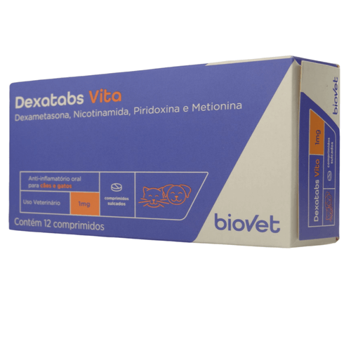 Dexatabs Vita para Cães e Gatos 1mg com 12 comprimidos - Biovet Dexatabs Vita para Cães e Gatos 1mg com 12 comprimidos - Biovet