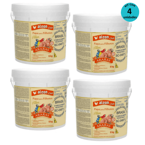 Ração Alcon Club Papa P/ Filhotes De Araras Super Premium 6 Kg Kit c/ 4 unid.