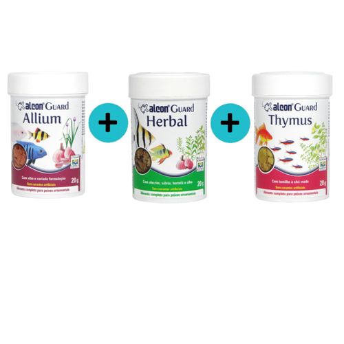 Kit 1 Ração Guard Thymus 20g + 1 Ração Guard Allium 20g + 1 Ração Guard Herbal 20g - Alcon Kit 1 Ração Guard Thymus 20g + 1 Ração Guard Allium 20g + 1 Ração Guard Herbal 20g - Alcon