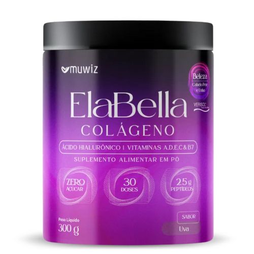Colágeno Verisol com Ácido Hialurônico 300g Sabor Uva Muwiz Colágeno Verisol com Ácido Hialurônico 300g Sabor Uva Muwiz
