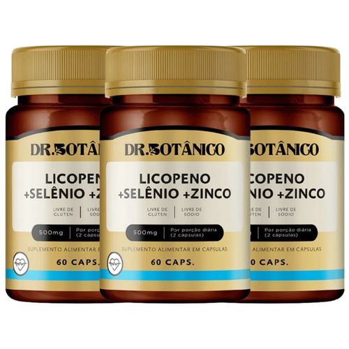KIT 3 LICOPENO + SELENIO + ZINCO 500MG 60CAPS DR. BOTANICO