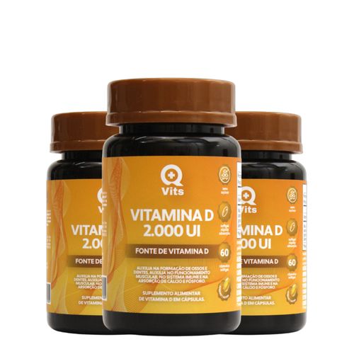 Kit Vitamina D 2000UI QMaisVits 180 Cápsulas Softgel