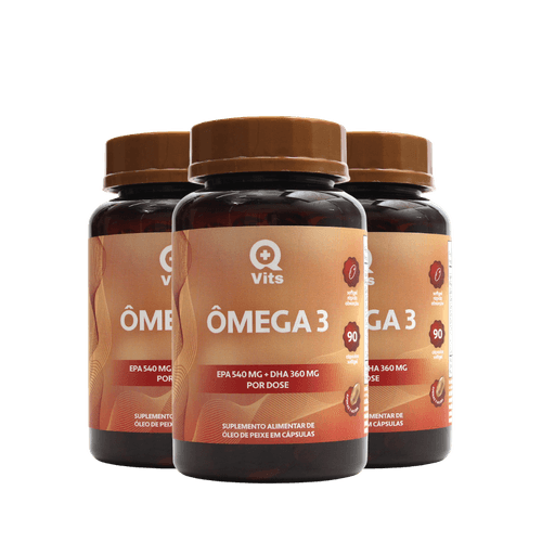 Kit Ômega 3 1000mg EPA 540mg DHA 360mg QMaisVits 270 Cápsulas Softgel