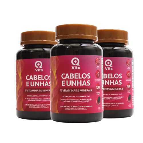 Kit Cabelos e Unhas QMaisVits 90 Cápsulas Softgel Kit Cabelos e Unhas QMaisVits 90 Cápsulas Softgel