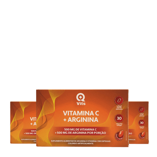 Kit Vitamina C + Arginina 500MG QMaisVits 90 Cápsulas Softgel
