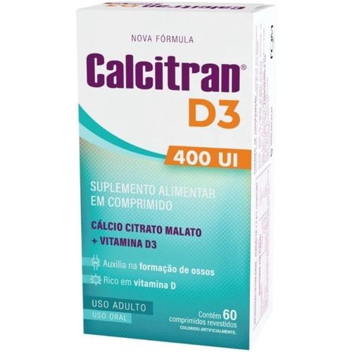 Suplemento Alimentar Calcitran D3 400UI - 60 Comprimidos Revestidos