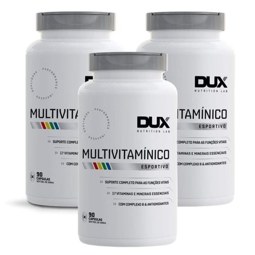 Kit 3 Multivitamínico 17 Vitaminas 90 Cápsulas Dux Nutrition Sem Sabor Kit 3 Multivitamínico 17 Vitaminas 90 Cápsulas Dux Nutrition Sem Sabor