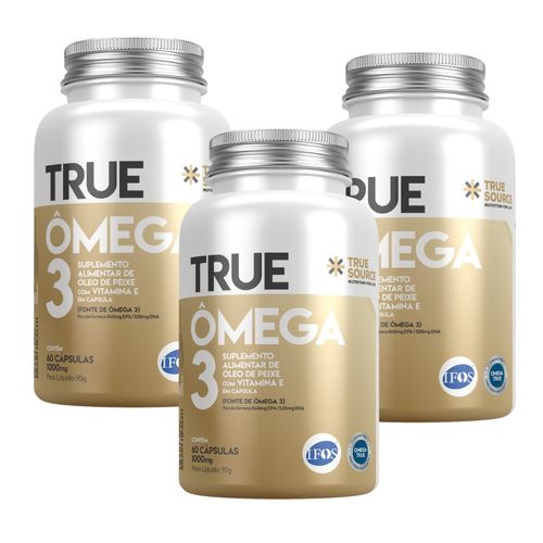 Kit 3 Ômega 3 TrueSource Vitamina E Certificado IFOS Concentrado 60 CAPS Sem Sabor
