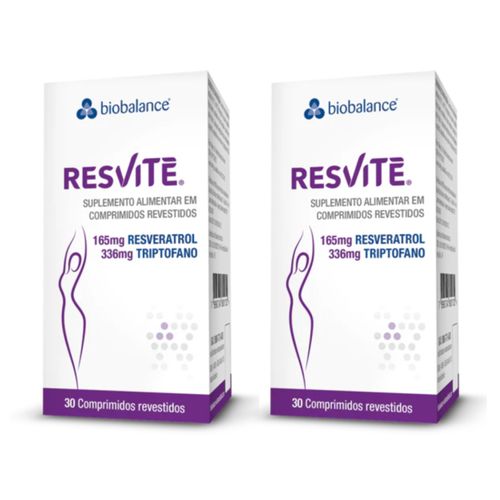 Kit 2 Resvitè Resveratrol Triptofano 30 Comprimidos  Biobalance Sem Sabor