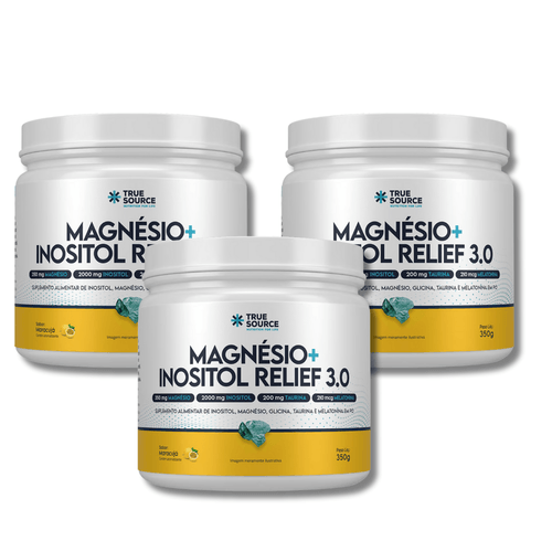 KIT 3 Magnésio+Inositol Relief 3.0 Maracujá 350g TrueSource