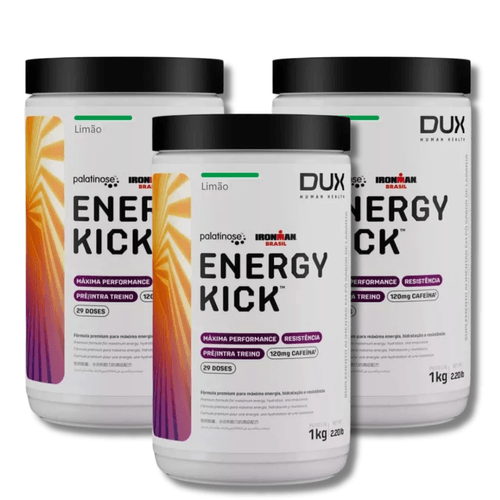 KIT 3 Energy Kick Caffeine 1000g Dux Nutrition Sabor:Limão KIT 3 Energy Kick Caffeine 1000g Dux Nutrition Sabor:Limão