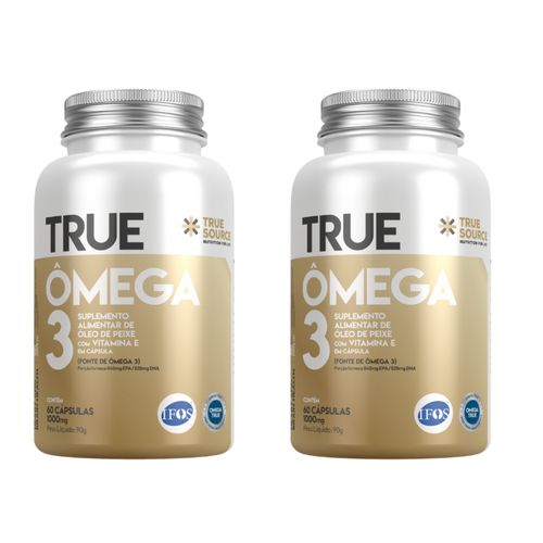 Kit 2 Ômega 3 TrueSource Vitamina E Certificado IFOS Concentrado 60 CAPS Sem Sabor Kit 2 Ômega 3 TrueSource Vitamina E Certificado IFOS Concentrado 60 CAPS Sem Sabor