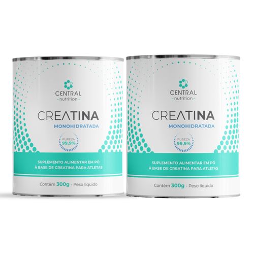 Kit 2 Creatina Monohidratada 99,9% Pureza 300g Central Nutrition Sem Sabor Kit 2 Creatina Monohidratada 99,9% Pureza 300g Central Nutrition Sem Sabor