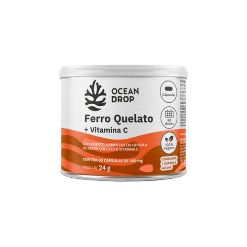 Ferro Quelato + Vitamina C Vegano 60 Cáps Ocean Drop Ferro Quelato + Vitamina C Vegano 60 Cáps Ocean Drop