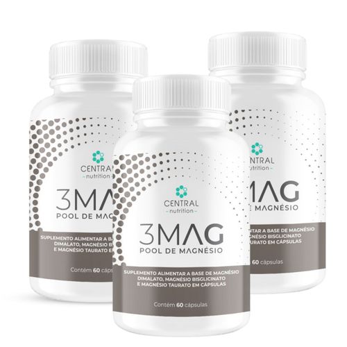 Kit 3 3Mag Pool Magnésio 60 Cápsulas Central Nutrition Sem Sabor Kit 3 3Mag Pool Magnésio 60 Cápsulas Central Nutrition Sem Sabor
