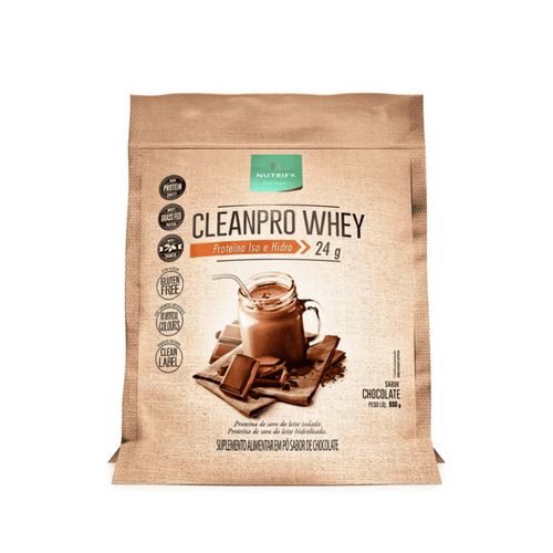 Clean pro Whey Isolado Hidrolisado Chocolate 900g Nutrify