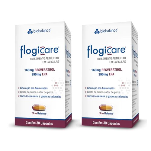 Kit 2 Flogicare Resveratrol EPA  30 Cáps Biobalance Sem Sabor