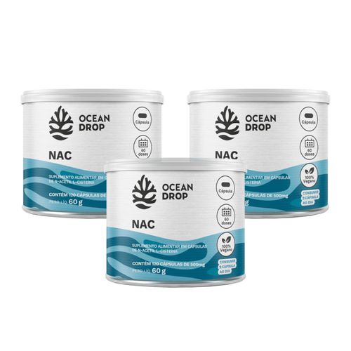 Kit 3 Nac 120 Cápsulas 500mg Ocean Drop