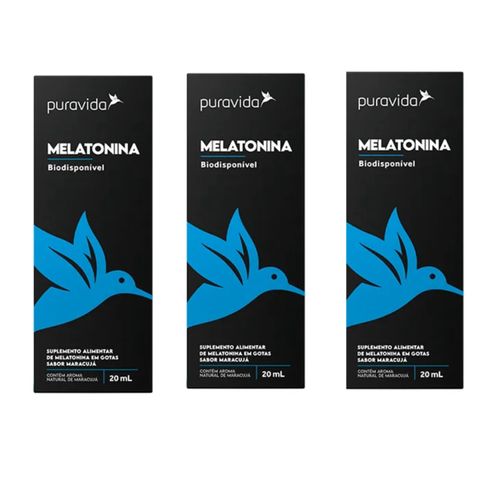 **N EXP Kit 3 Melatonina 20ml Gotas Biodísponivel Rápida Absorção Puravida Maracuja