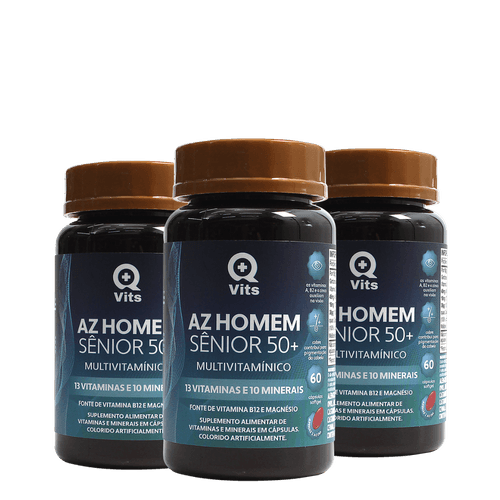Kit AZ Homem Sênior 50+ Completo QMaisVits 180 Cápsulas Softgel Kit AZ Homem Sênior 50+ Completo QMaisVits 180 Cápsulas Softgel