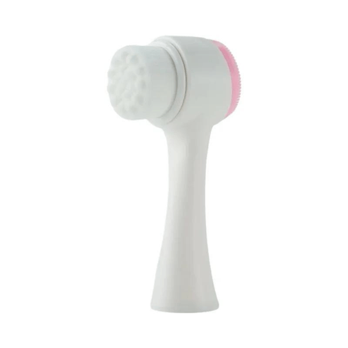 Escova de Limpeza Facial Massageadora de Silicone 3D Bilateral com Cerdas Macias Feminino Único Branco