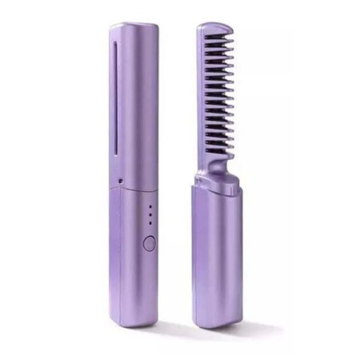 Prancha Escova Portátil Alisadora Profissional de Cabelos Sem Fio Carregamento USB