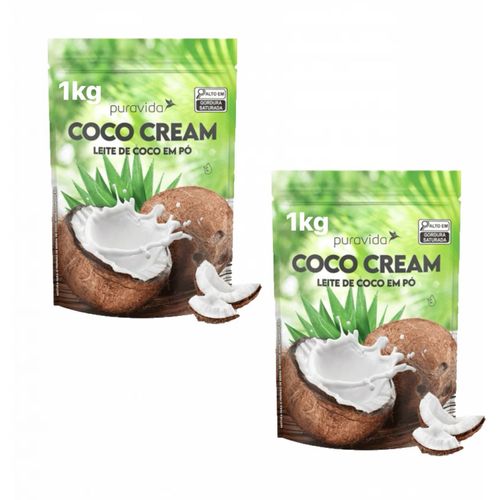 2x Leite De Coco Em Pó Coco Cream Tradicional Pura Vida 1 Kg