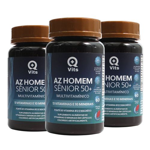 Kit AZ Homem Sênior 50+ Completo QMaisVits 180 Caps Softgel sem sabor