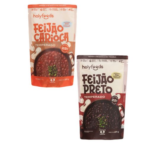 Feijão Carioca e Preto- Temperado Pronto- Holysoup- 120g Feijão Carioca e Preto- Temperado Pronto- Holysoup- 120g