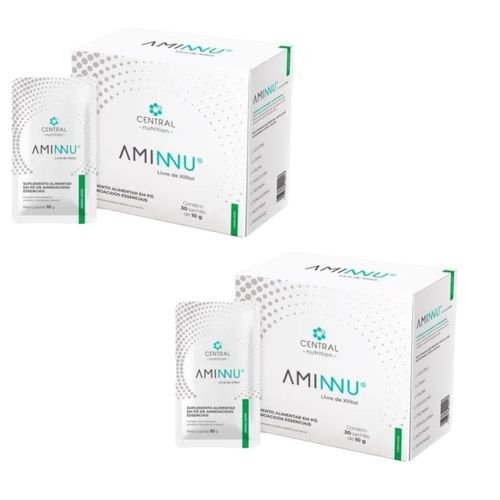 2x Aminnu Sem Xilitol Limão- 30 Sachês- Central Nutrition limao