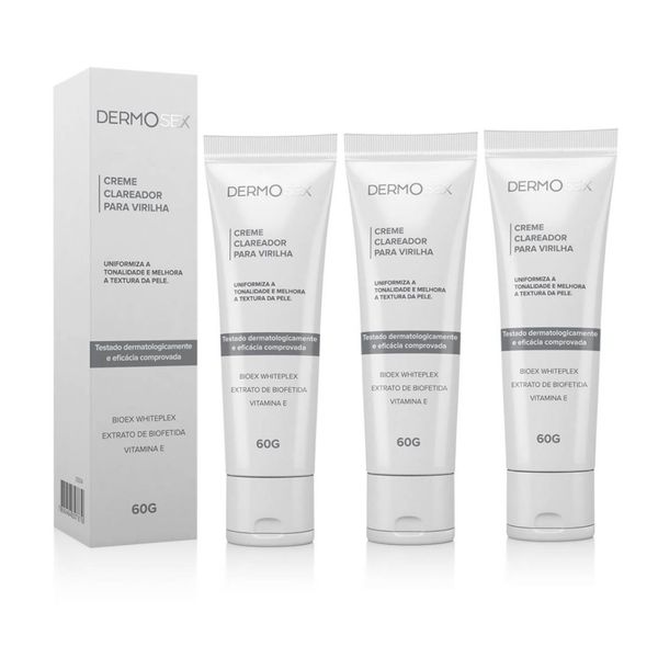Kit 3x Creme de Clarear Virilha Tratamento Dermosex 60g