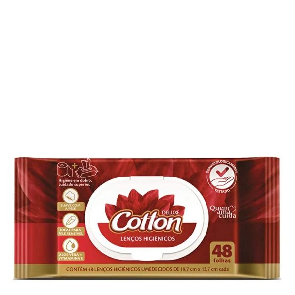 Lenço Umedecido Deluxe Cotton 48 Unidades