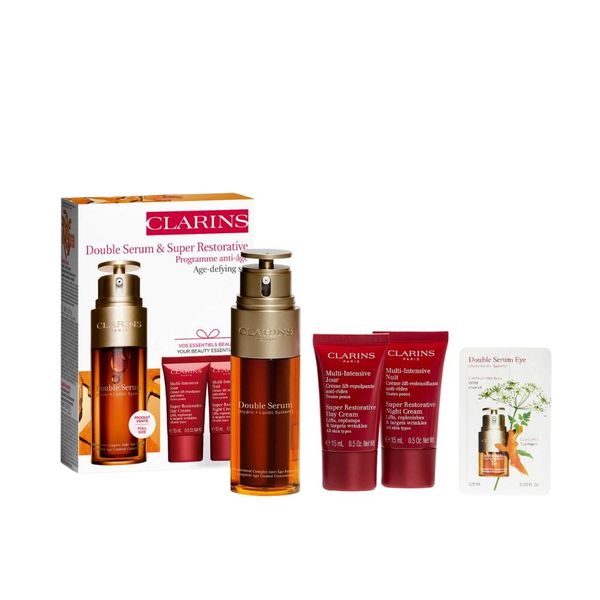 Clarins Double Serum 50ml + Creme dia 15ml + Creme noite 15ml + Amostra 0.9ml