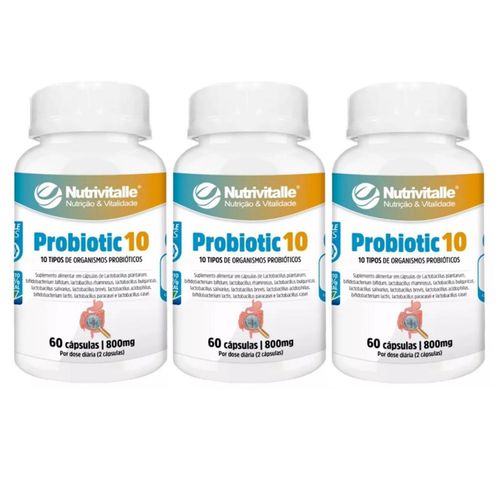 KIT 03 SUPLEMENTOS PROB. 10 800MG 60CAPS NUTRIVITALLE
