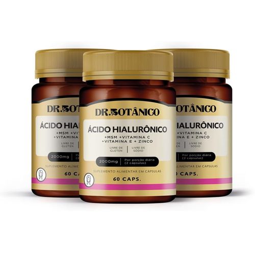 KIT 03 ACIDO HIALURONICO 2000MG 60CAPS DR. BOTANICO